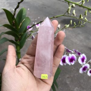 TRỤ ĐÁ PHONG THỦY THẠCH ANH HỒNG KT 9,7x3CM, KL 117G (THO25)