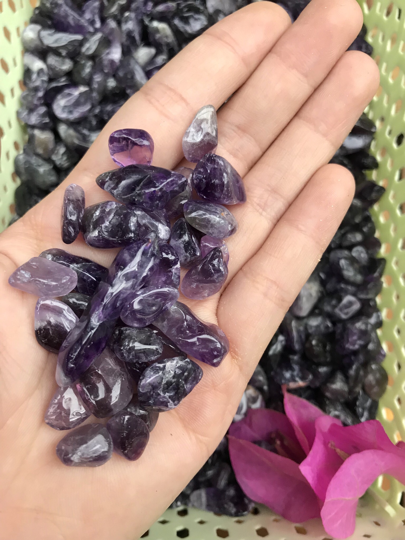 Đá phong thủy Thạch anh tím vụn, túi 100g