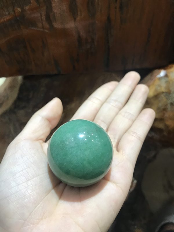 BI CẦU ĐÁ AVENTURINE TỰ NHIÊN, ĐƯỜNG KÍNH TRUNG BÌNH 3,5 CM