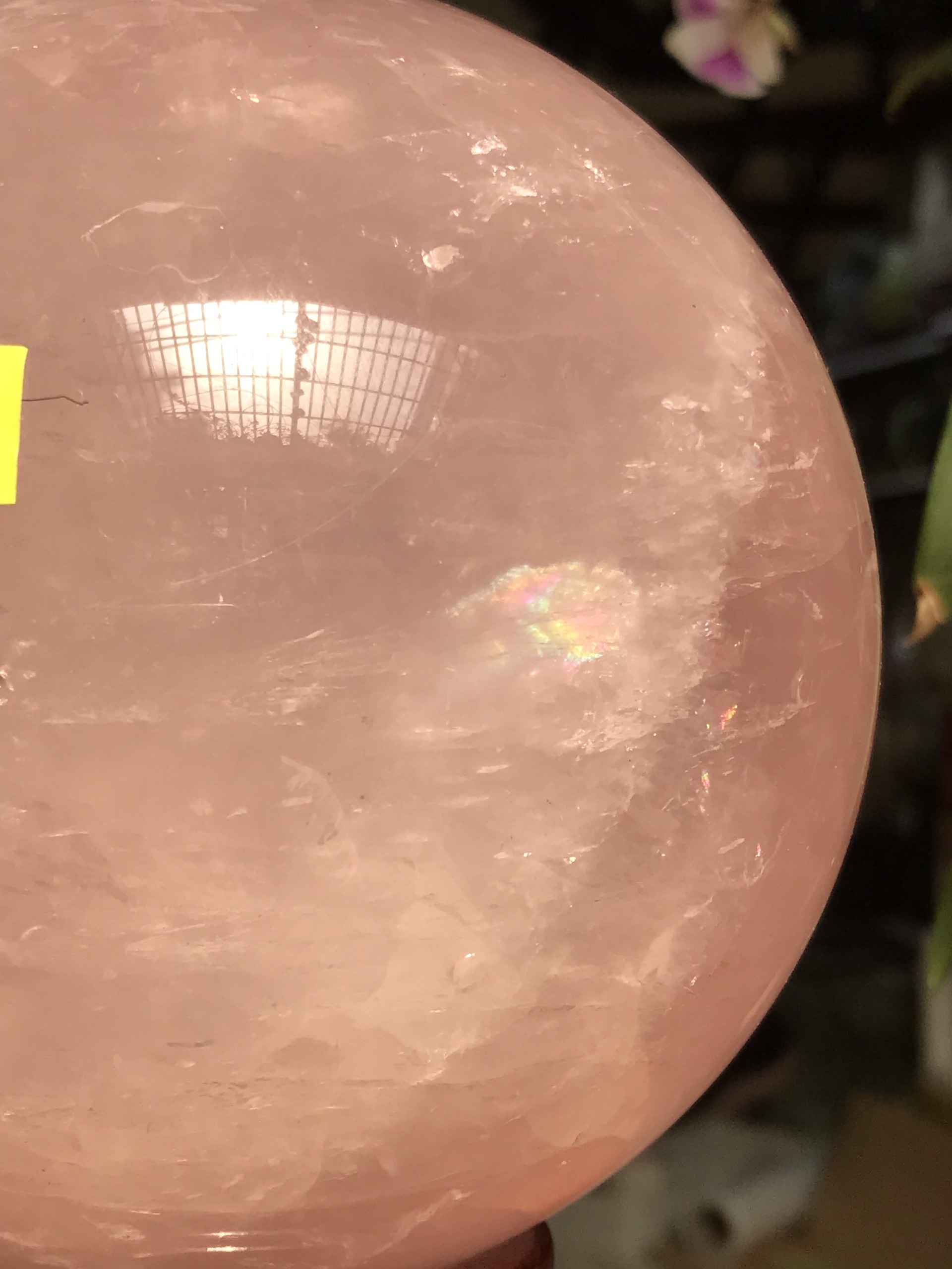 QUẢ CẦU PHONG THỦY THẠCH ANH HỒNG CÓ SAO KL 3,057KG. ĐK 12,5CM (BH55)