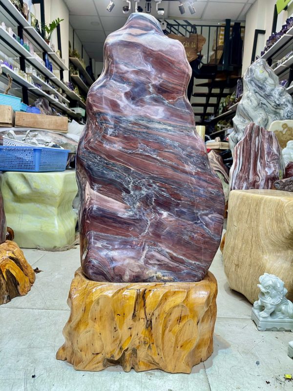 Đá phong thủy phòng khách màu đỏ serpentine KT : 75x32cm(MS:288)