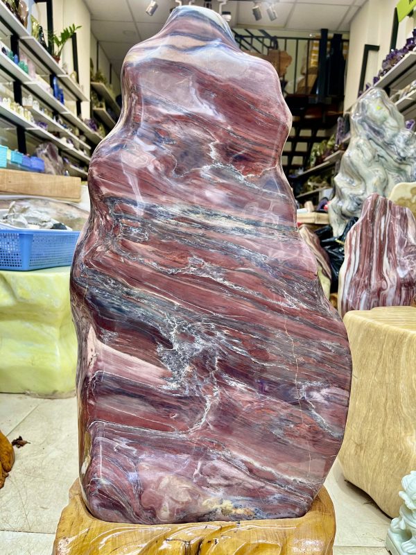Đá phong thủy phòng khách màu đỏ serpentine KT : 75x32cm(MS:288)