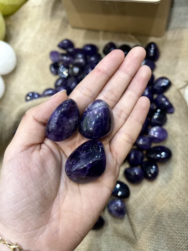 PALM AMETHYST - thạch anh tím dạng viên - đá màu tím sưu tầm, thanh tẩy