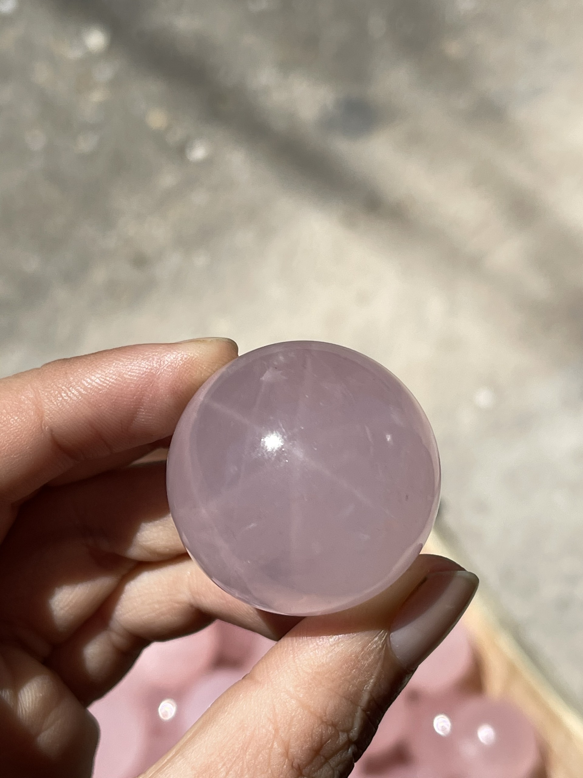 BI CẦU ĐÁ THẠCH ANH HỒNG SAO SIZE ĐK 3 ĐẾN 3.2 CM