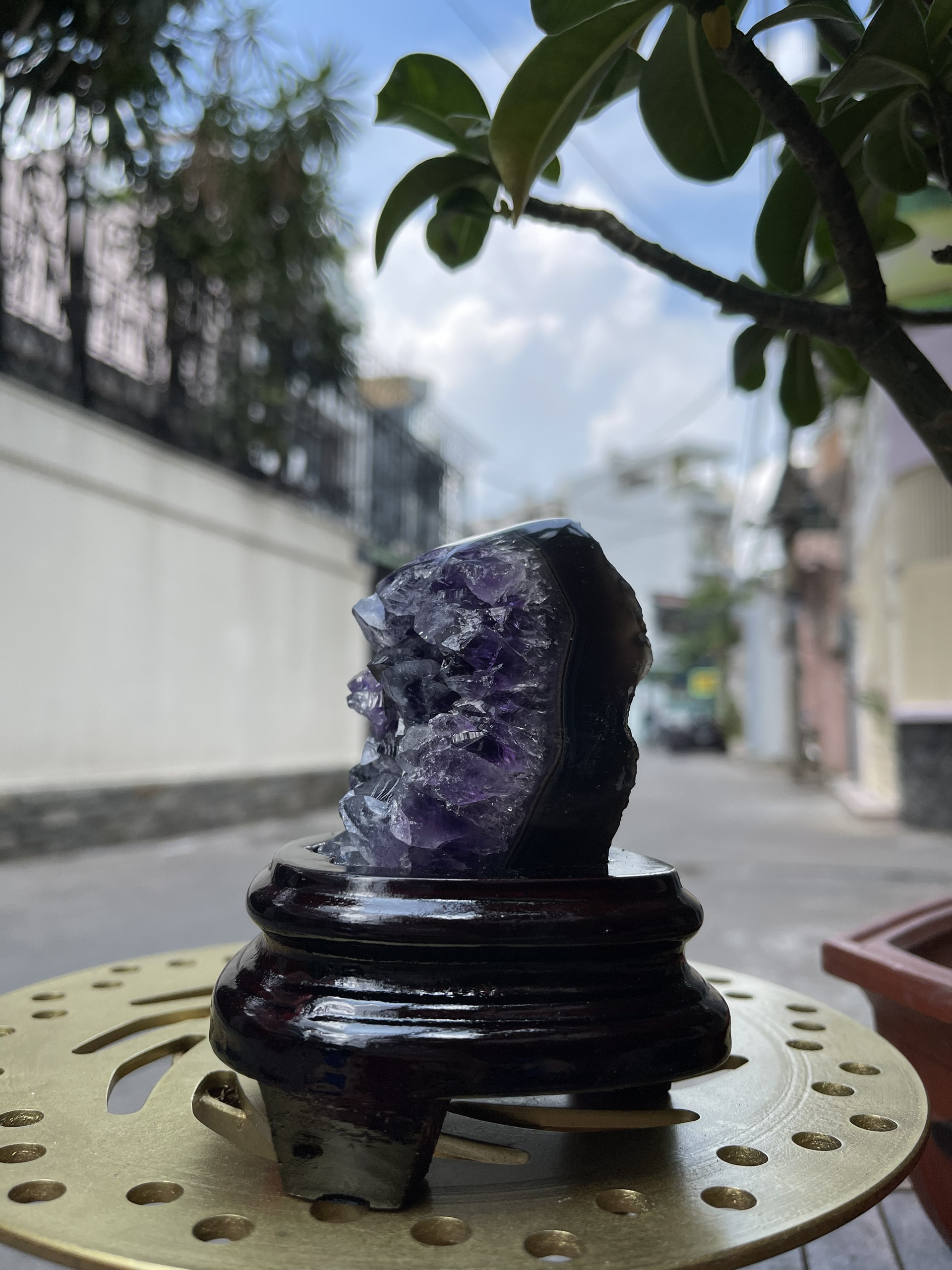 Bông thach anh tím đậm - AMETHYST GEODE KT 12x 6 CM (MS: TIM775)