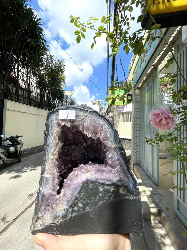 Hốc thạch anh tím - Amethyst Geode - KT : 17 x 15cm, 3kg (T89)