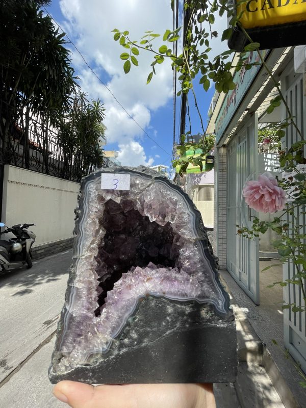 Hốc thạch anh tím - Amethyst Geode - KT : 17 x 15cm, 3kg (T89)