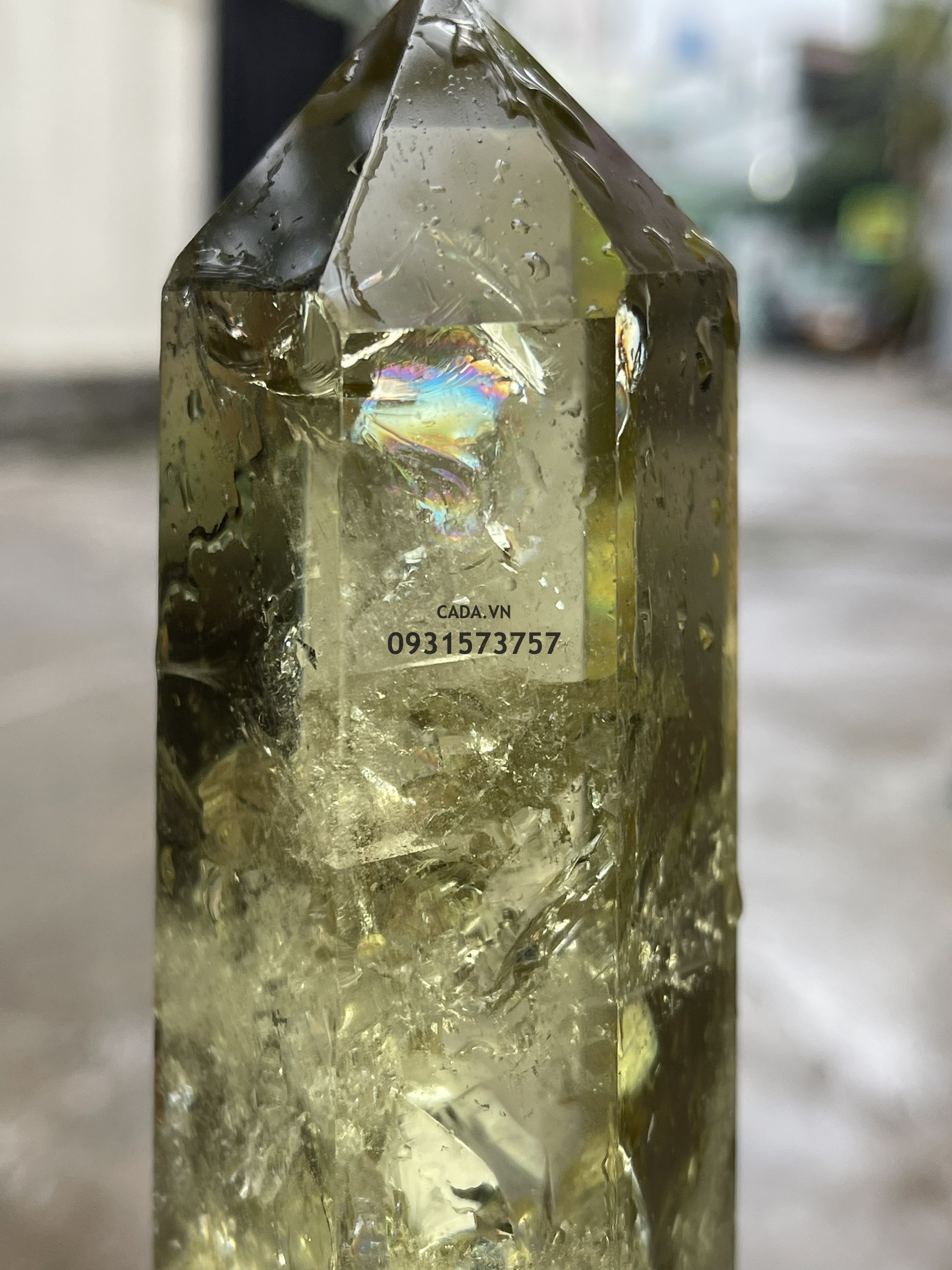 TRỤ THẠCH ANH VÀNG - CHẤT TRONG, KL: 0.745 KG, CAO 21.5 CM (TVL14)