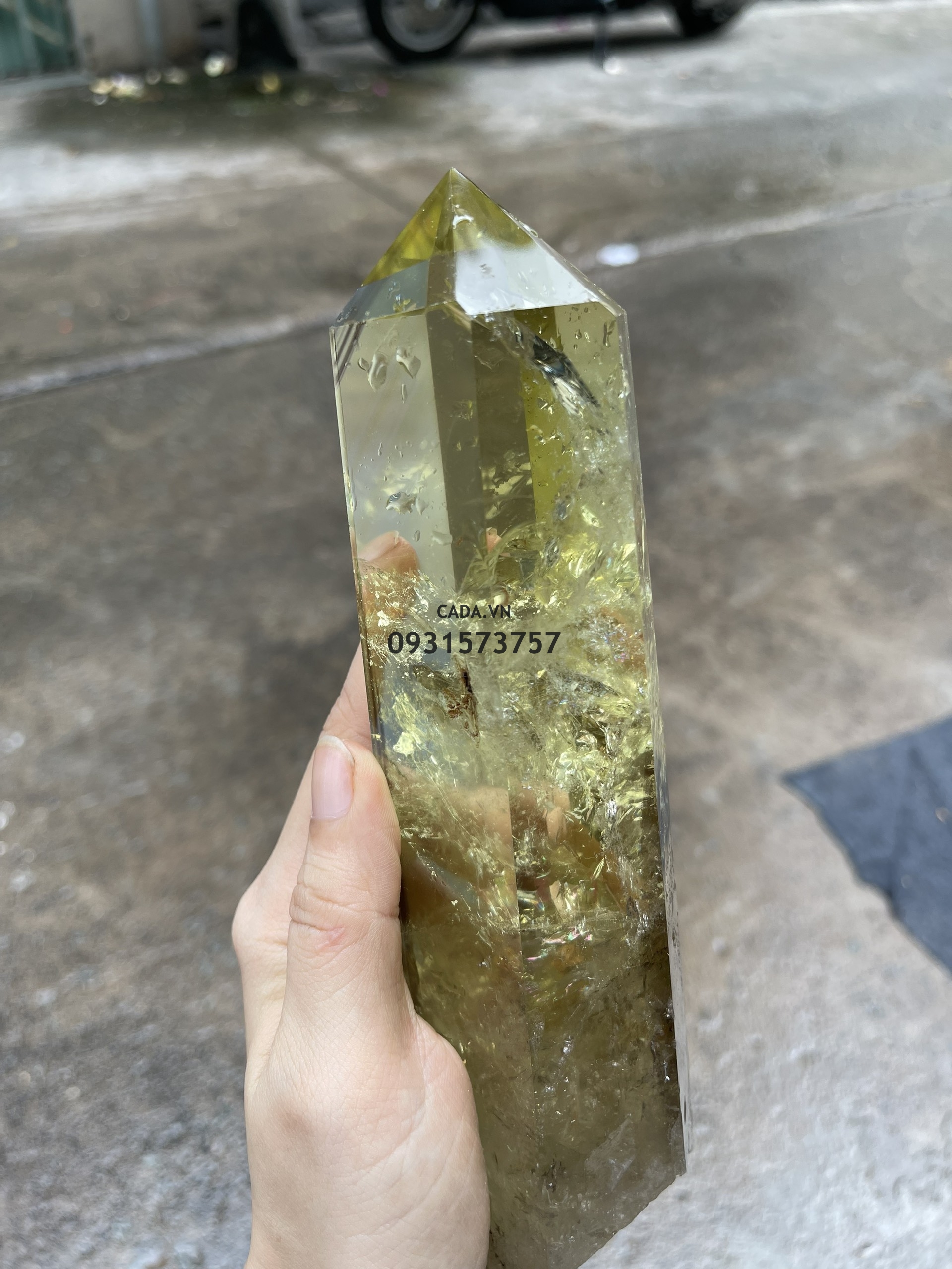 TRỤ THẠCH ANH VÀNG - CHẤT TRONG, KL: 0.745 KG, CAO 21.5 CM (TVL14)