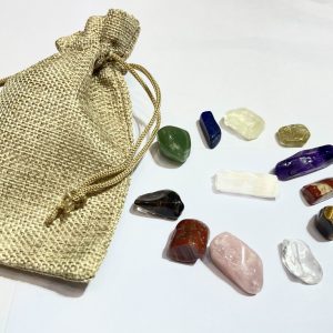 Set 12 viên đá thanh tẩy tự nhiên nhiều loại kèm túi vải handmade