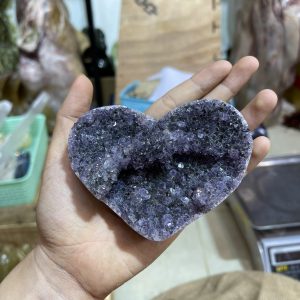 TRÁI TIM THẠCH ANH TÍM, KT: 10x8 CM (TAT86)