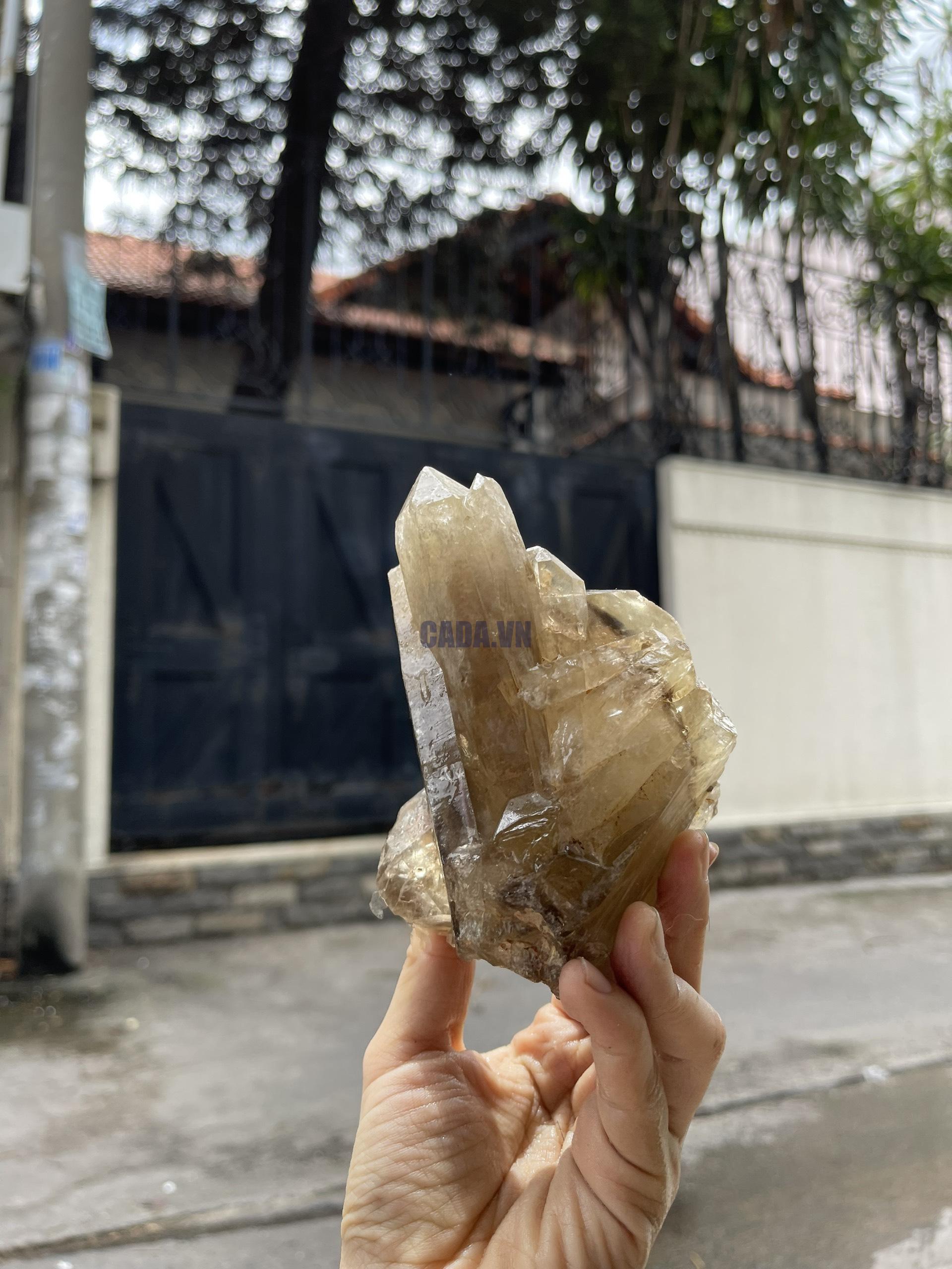 CỤM TINH THỂ THẠCH ANH KHÓI VÀNG - Smoky citrine quartz
