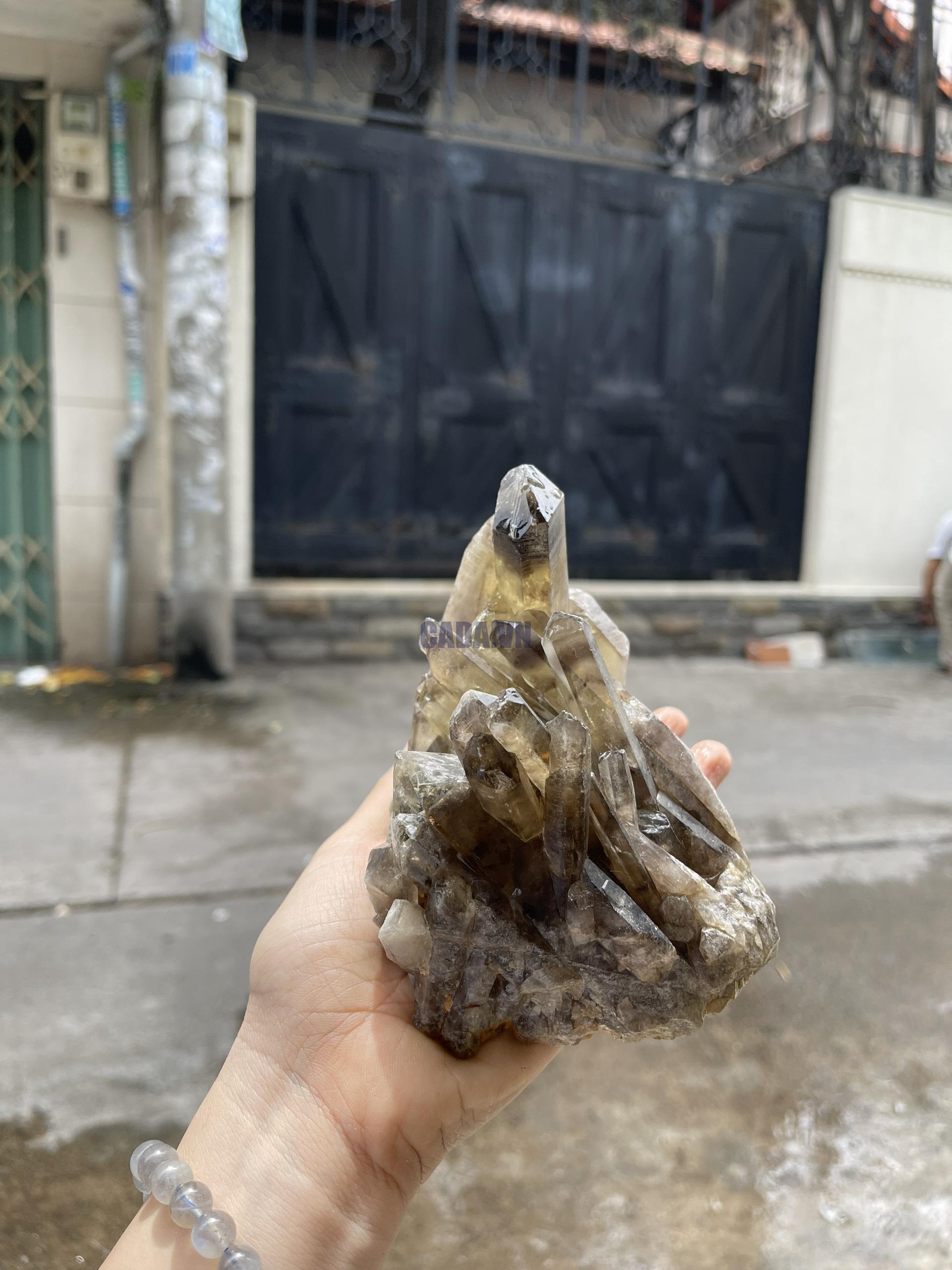 CỤM TINH THỂ THẠCH ANH KHÓI VÀNG - Smoky citrine quartz