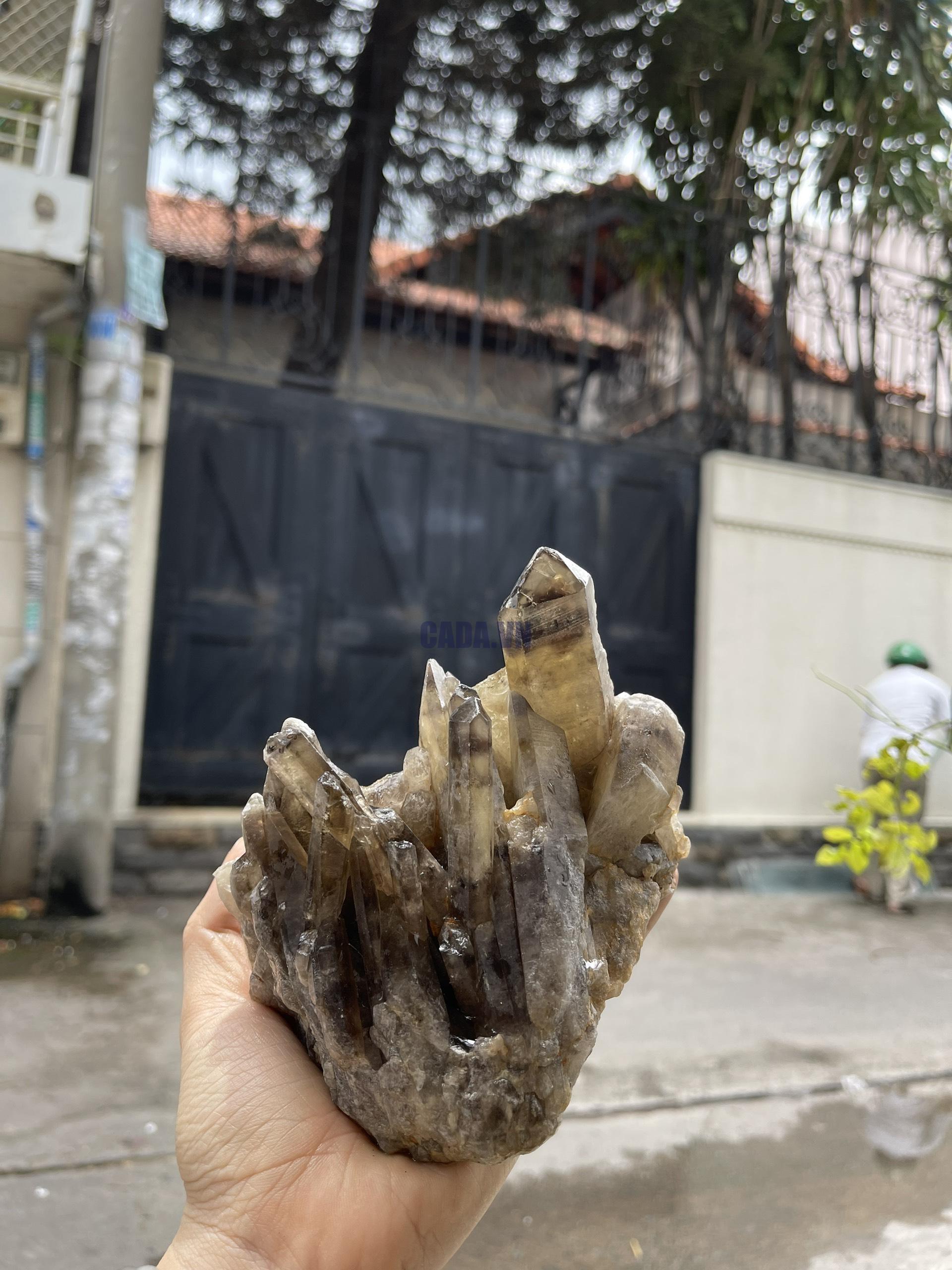 CỤM TINH THỂ THẠCH ANH KHÓI VÀNG - Smoky citrine quartz