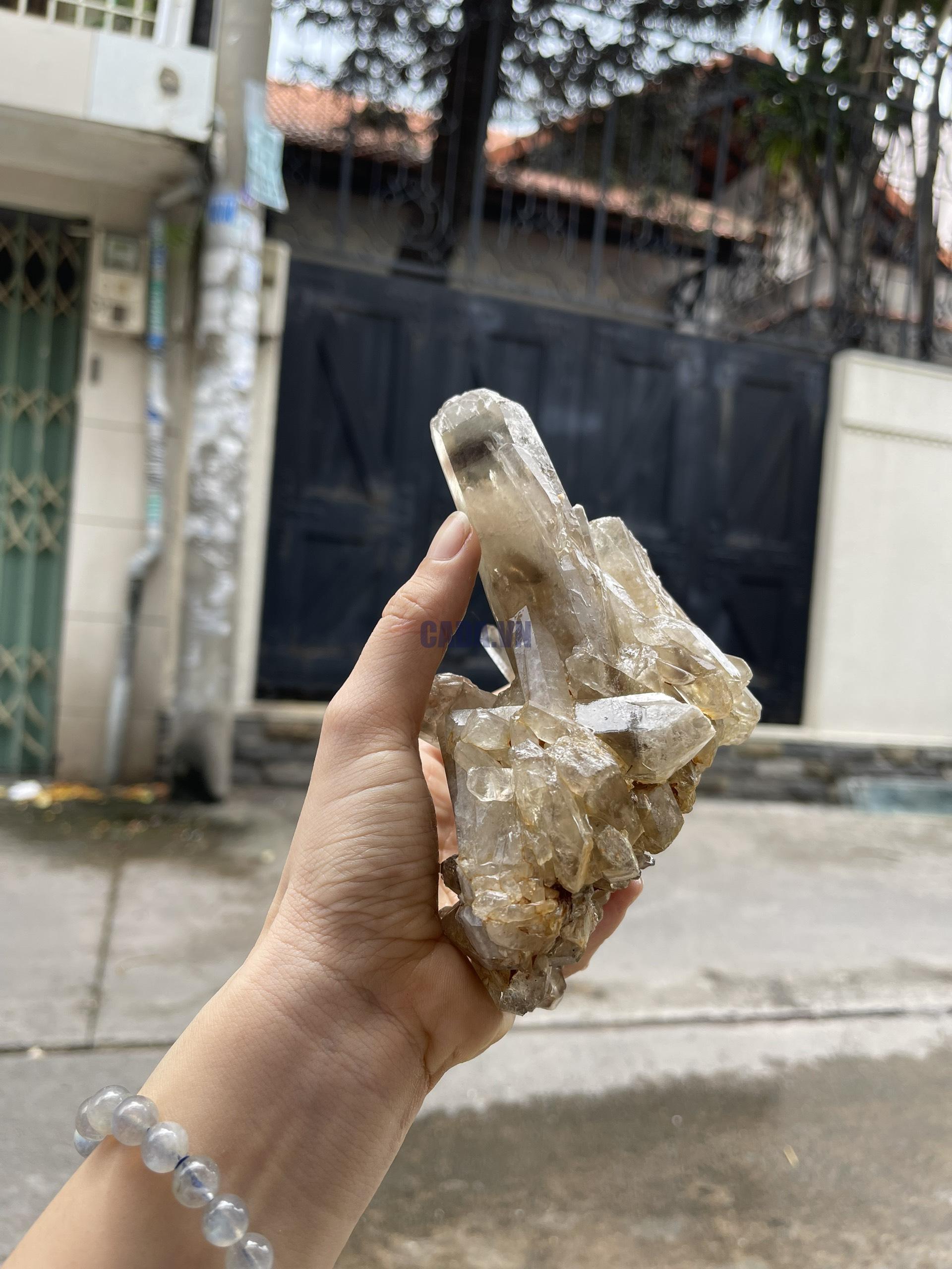 CỤM TINH THỂ THẠCH ANH KHÓI VÀNG - Smoky citrine quartz