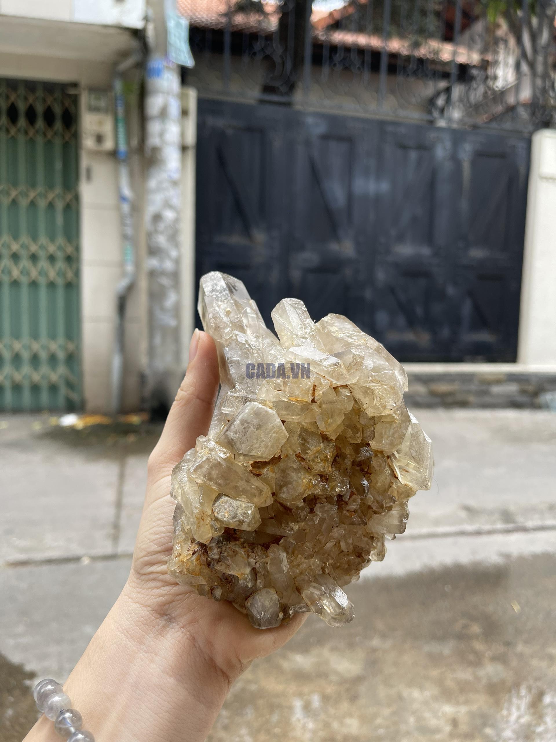 CỤM TINH THỂ THẠCH ANH KHÓI VÀNG - Smoky citrine quartz