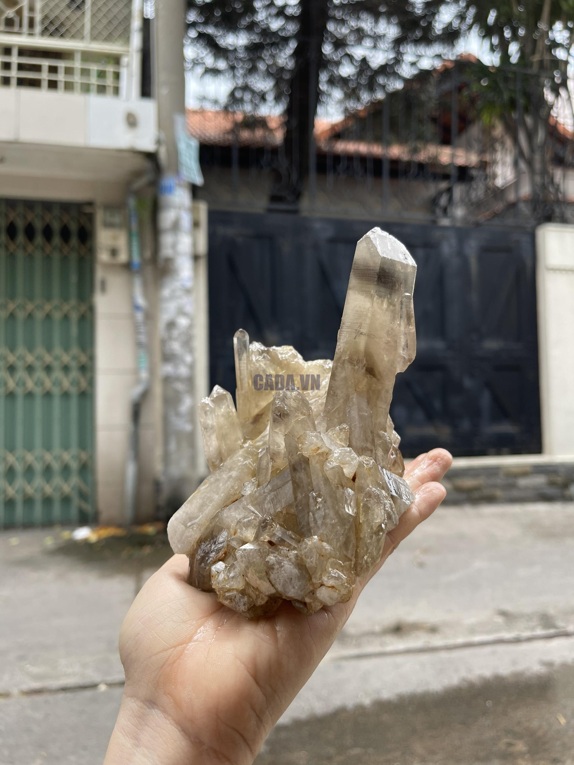 CỤM TINH THỂ THẠCH ANH KHÓI VÀNG - Smoky citrine quartz