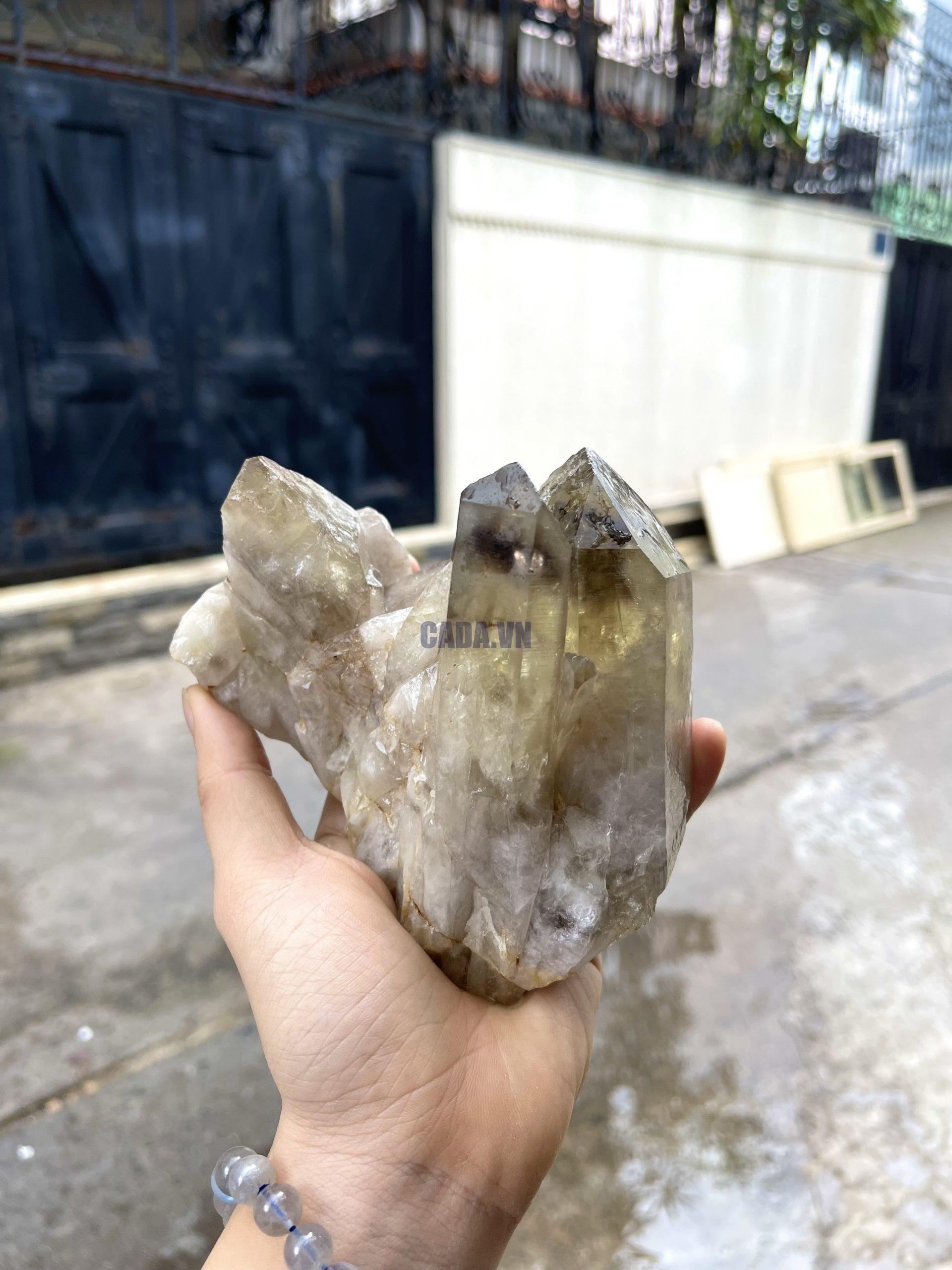 CỤM TINH THỂ THẠCH ANH KHÓI VÀNG - Smoky citrine quartz