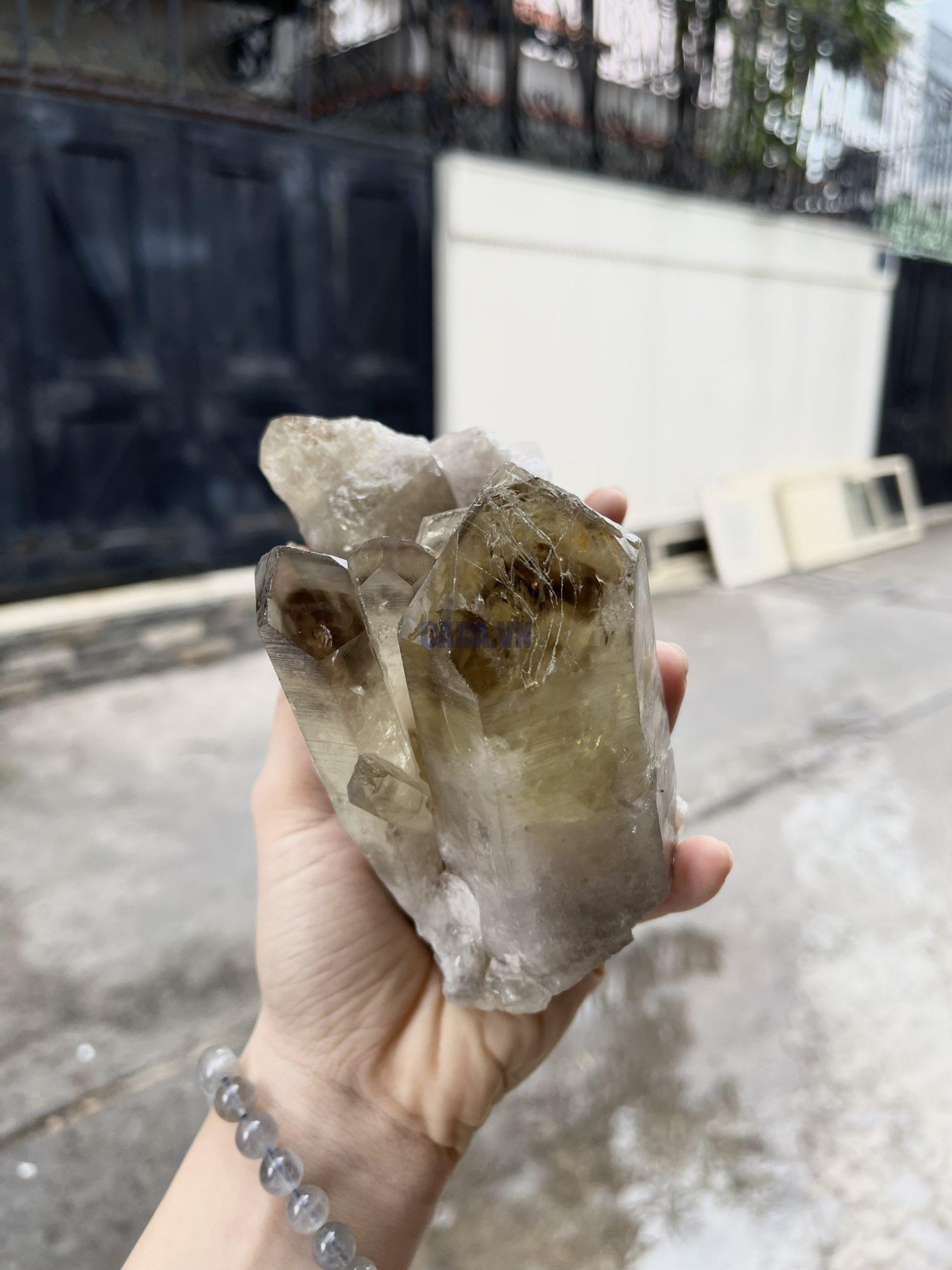 CỤM TINH THỂ THẠCH ANH KHÓI VÀNG - Smoky citrine quartz