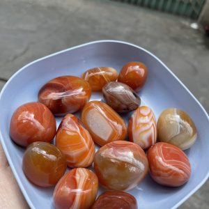 Palm đá mã não đỏ cam - Agate Palm - Đá thanh tẩy, sưu tầm