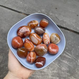 Palm đá mã não đỏ cam - Agate Palm - Đá thanh tẩy, sưu tầm