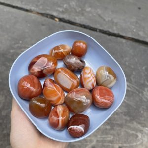 Palm đá mã não đỏ cam - Agate Palm - Đá thanh tẩy, sưu tầm