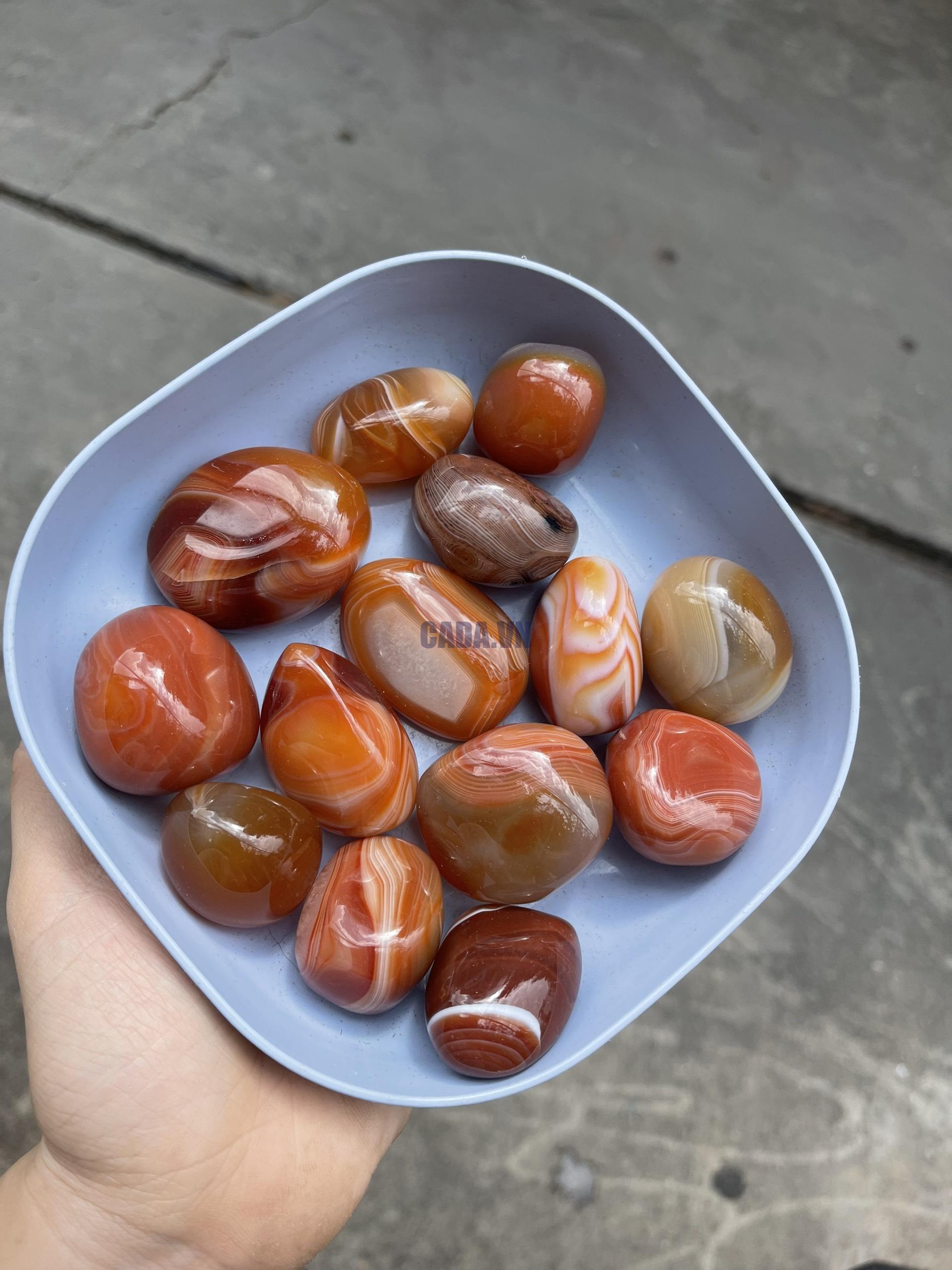 Palm đá mã não đỏ cam - Agate Palm - Đá thanh tẩy, sưu tầm