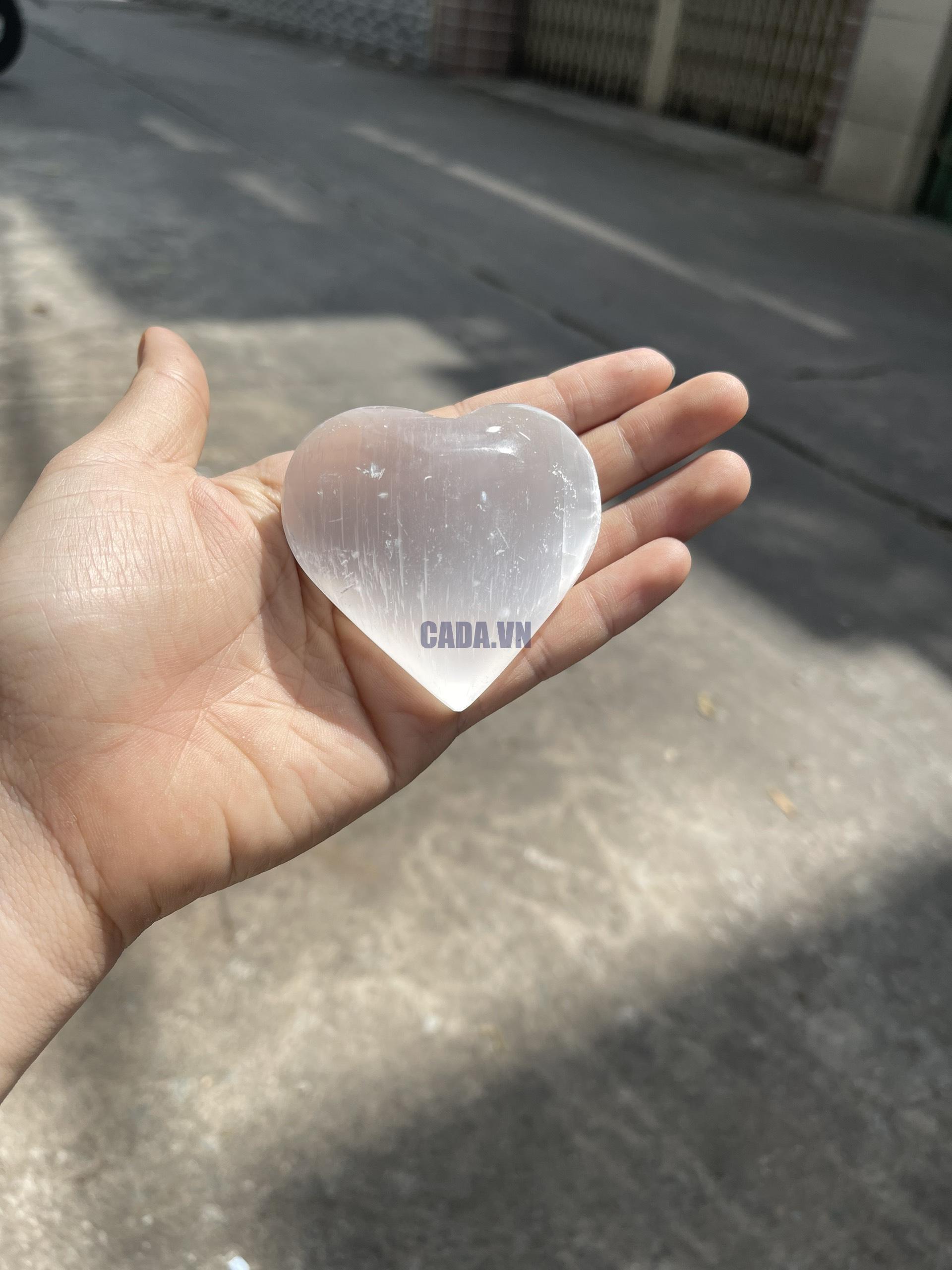 Trái tim đá selenite - Selenite Heart - Đá thanh tẩy, tarot, sưu tầm