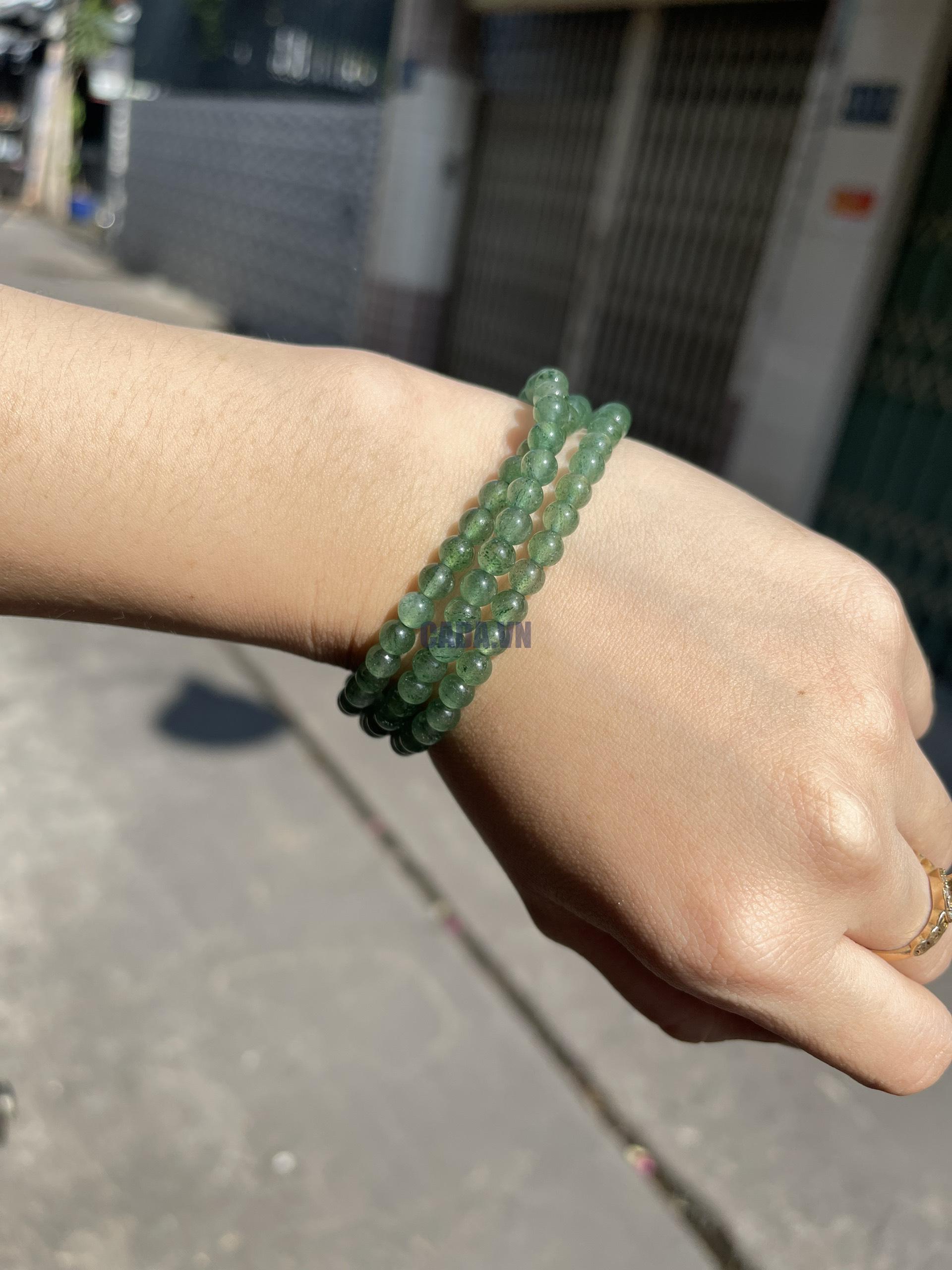 Vòng tay đá Thạch Anh Dâu Tây Xanh (Green Strawberry Quartz)