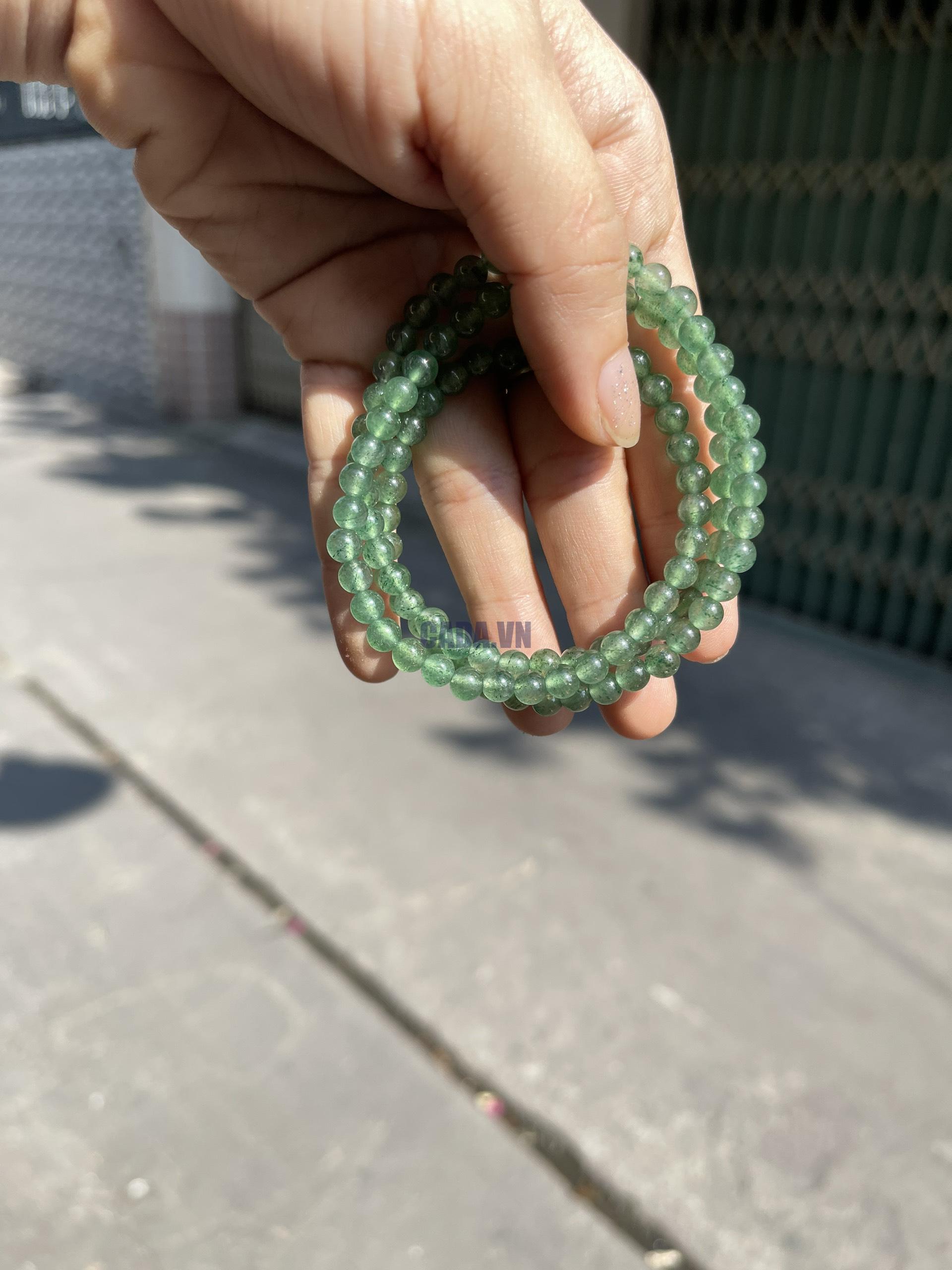 Vòng tay đá Thạch Anh Dâu Tây Xanh (Green Strawberry Quartz)