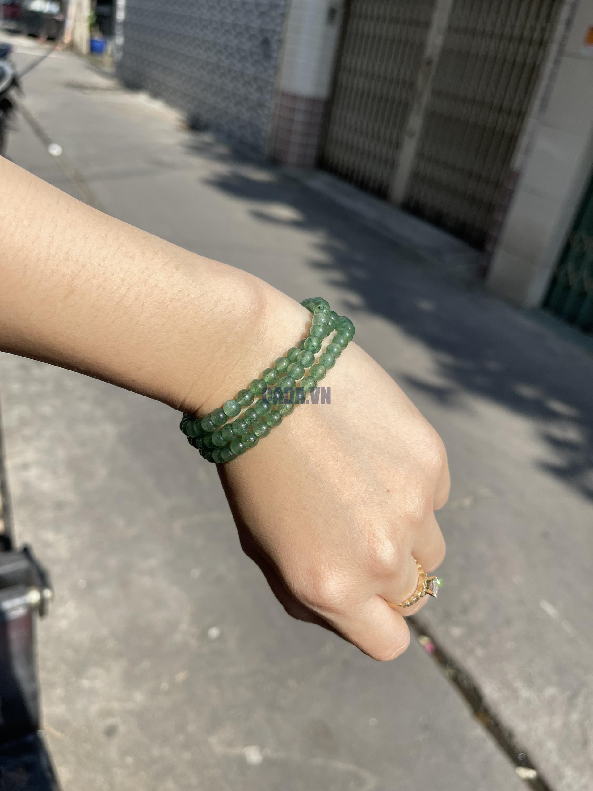 Vòng tay đá Thạch Anh Dâu Tây Xanh (Green Strawberry Quartz)