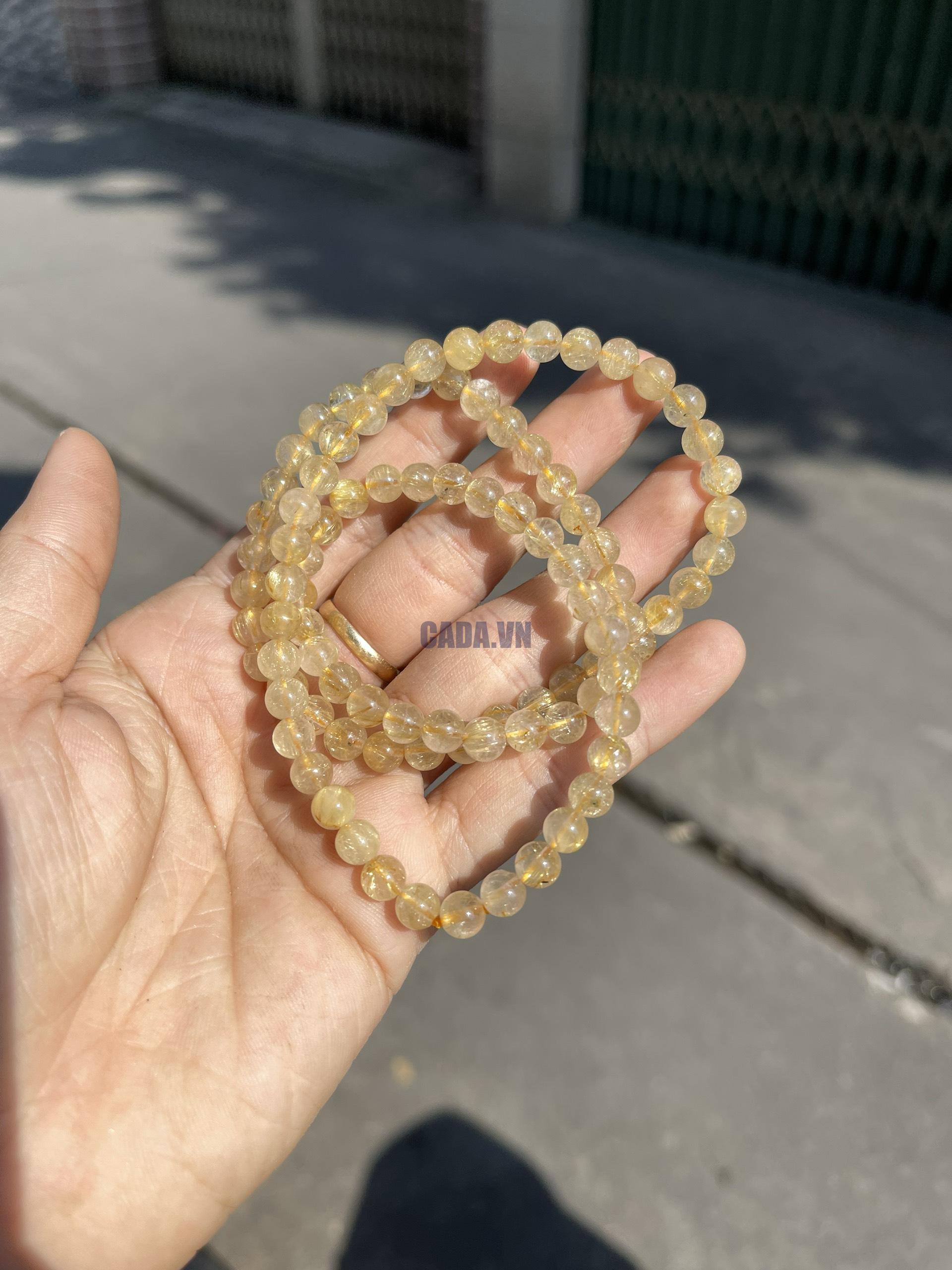 Vòng tay đá Thạch Anh Tóc Vàng (Yellow Rutilated Quartz)