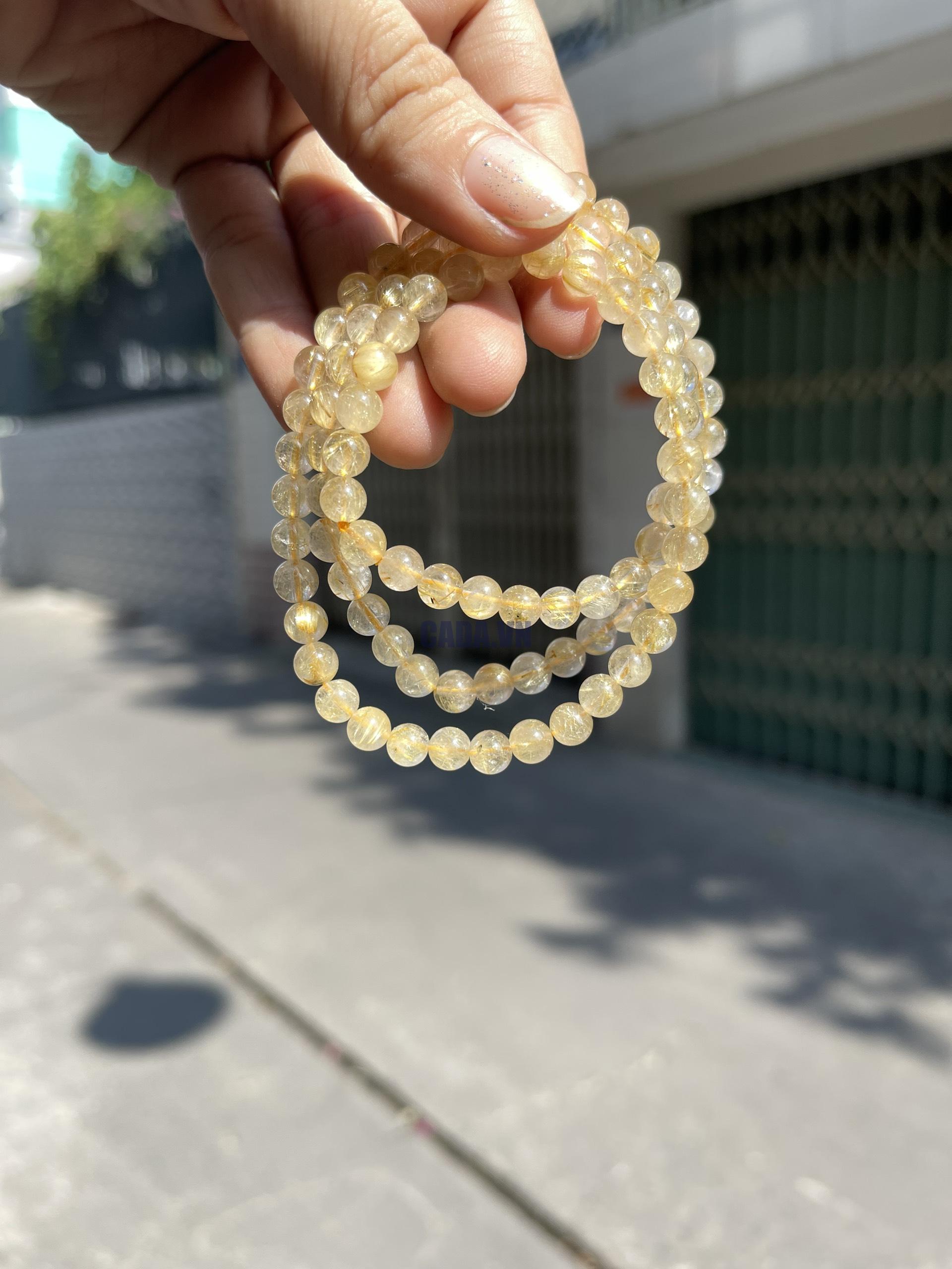 Vòng tay đá Thạch Anh Tóc Vàng (Yellow Rutilated Quartz)