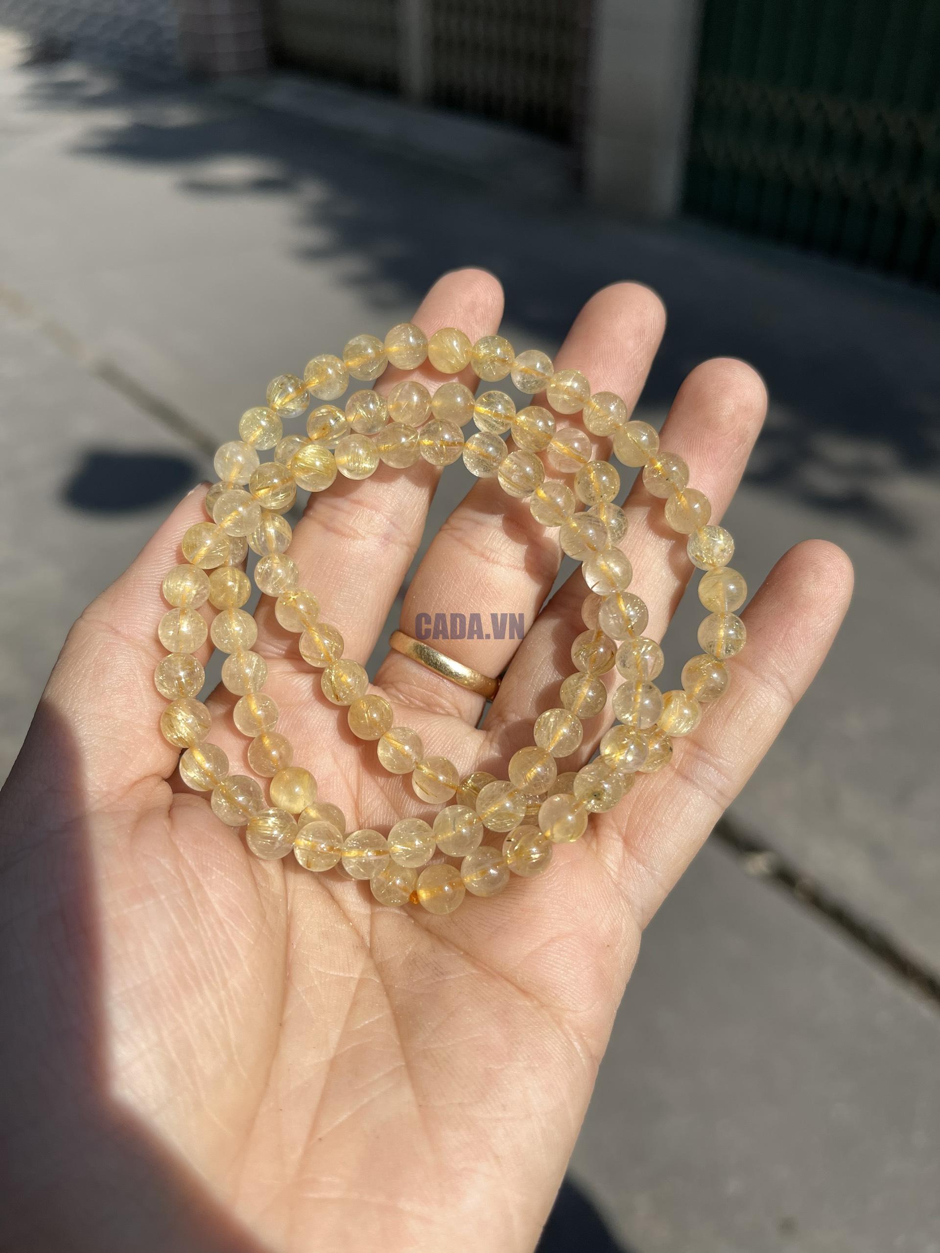 Vòng tay đá Thạch Anh Tóc Vàng (Yellow Rutilated Quartz)