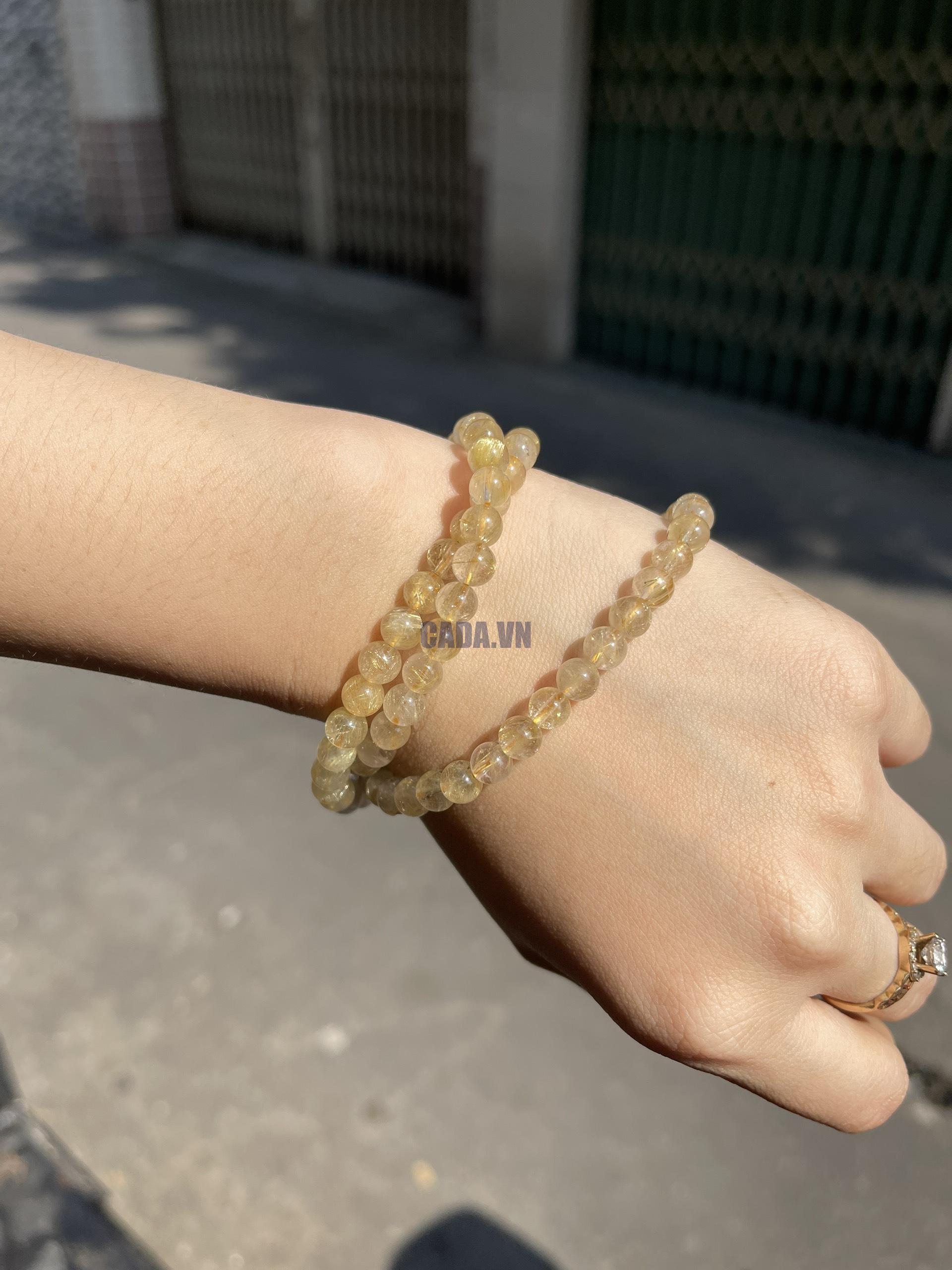 Vòng tay đá Thạch Anh Tóc Vàng (Yellow Rutilated Quartz)