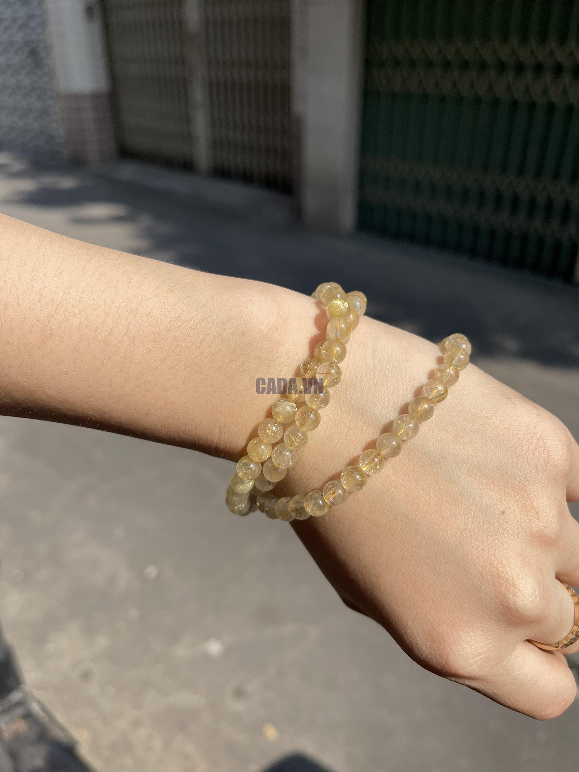 Vòng tay đá Thạch Anh Tóc Vàng (Yellow Rutilated Quartz)