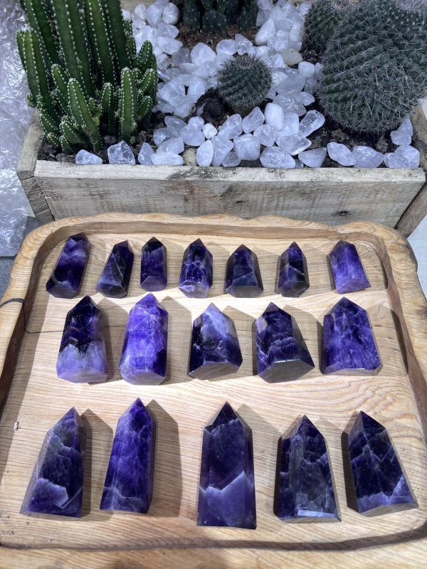 Trụ Thạch Anh Tím dáng mập - Amethyst point - Trụ đá thanh tẩy, tarot, sưu tầm
