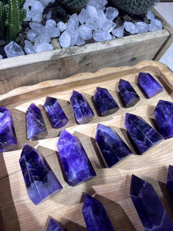 Trụ Thạch Anh Tím dáng mập - Amethyst point - Trụ đá thanh tẩy, tarot, sưu tầm