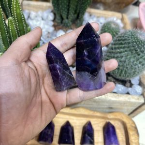 Trụ Thạch Anh Tím dáng mập - Amethyst point - Trụ đá thanh tẩy, tarot, sưu tầm