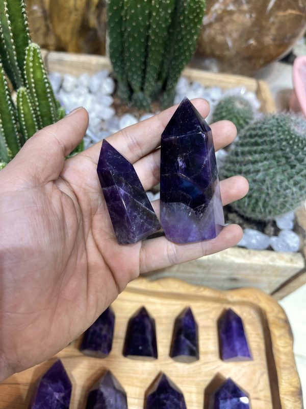 Trụ Thạch Anh Tím dáng mập - Amethyst point - Trụ đá thanh tẩy, tarot, sưu tầm
