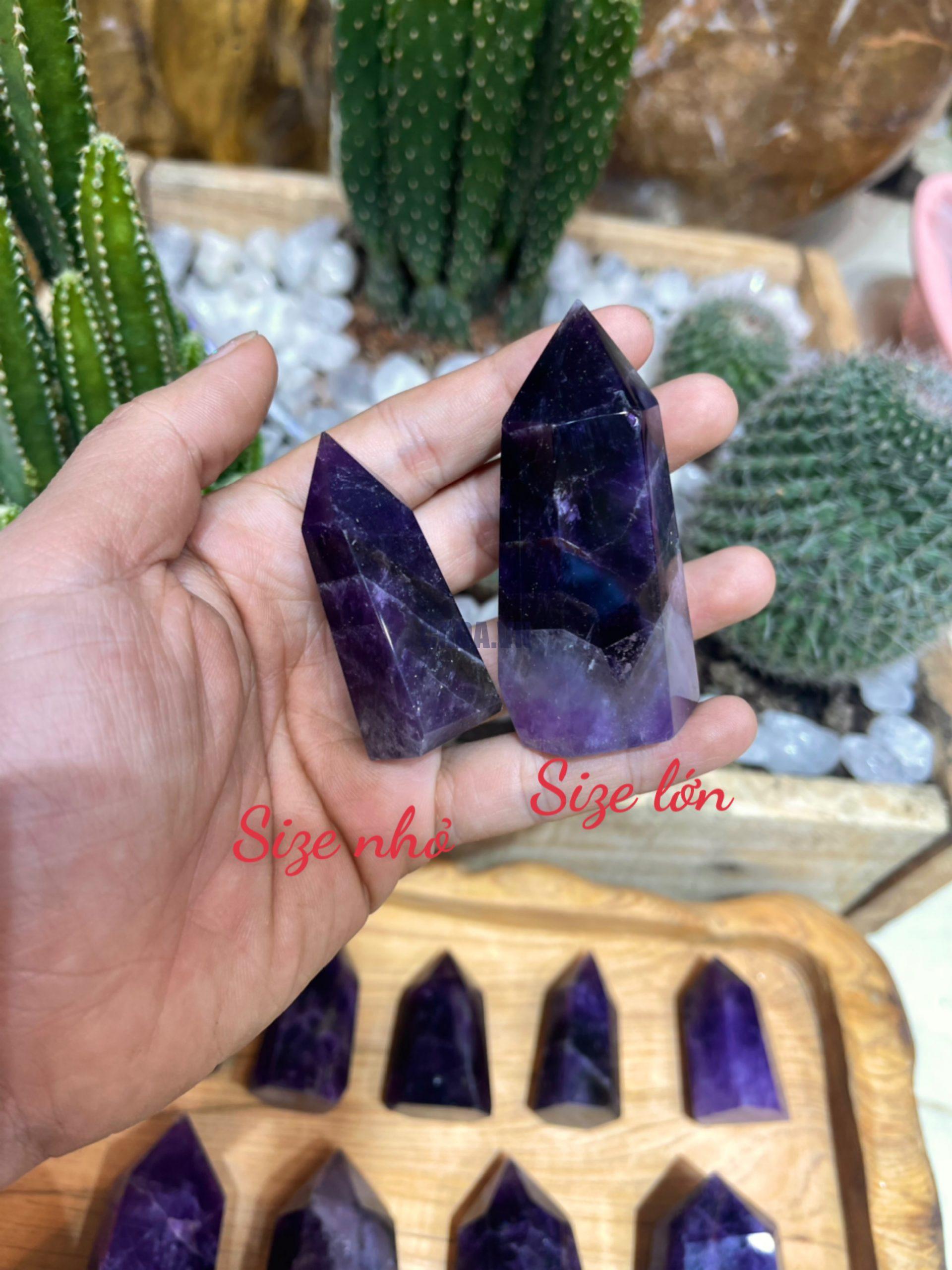 Trụ Thạch Anh Tím dáng mập - Amethyst point - Trụ đá thanh tẩy, tarot, sưu tầm