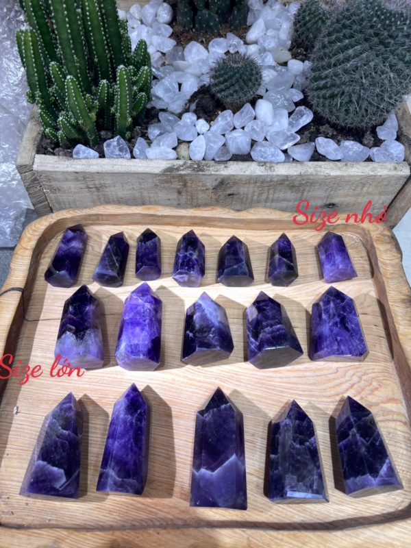 Trụ Thạch Anh Tím dáng mập - Amethyst point - Trụ đá thanh tẩy, tarot, sưu tầm