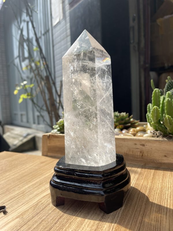 Trụ Thạch Anh Trắng trong - Clear Quartz Point, KT: 21.5x6.8 CM, KL: 1 KG (TTT141)