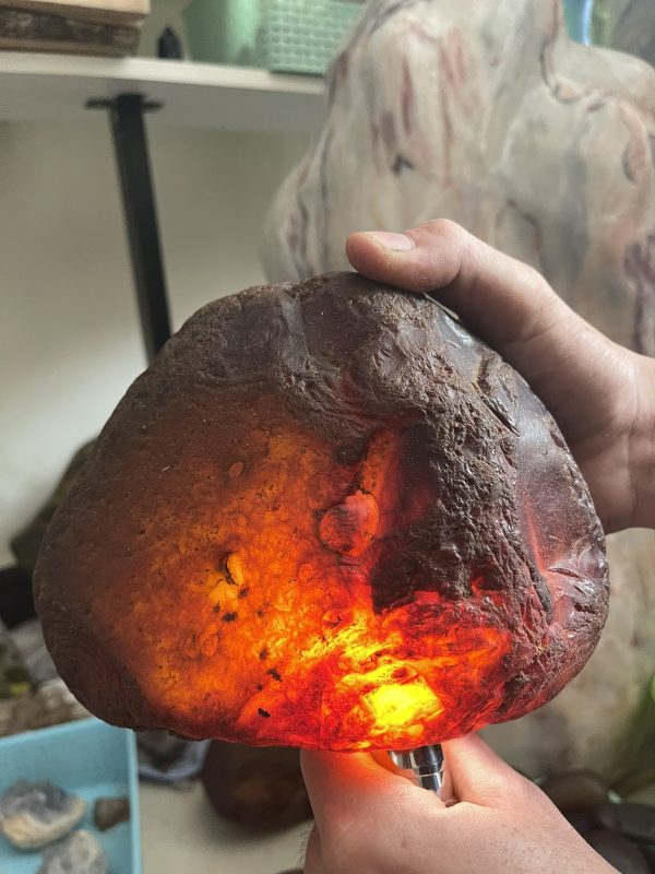 Đá Mã Não cuội thông đèn tốt - Mã Não Đỏ - Red Agate (NC02)