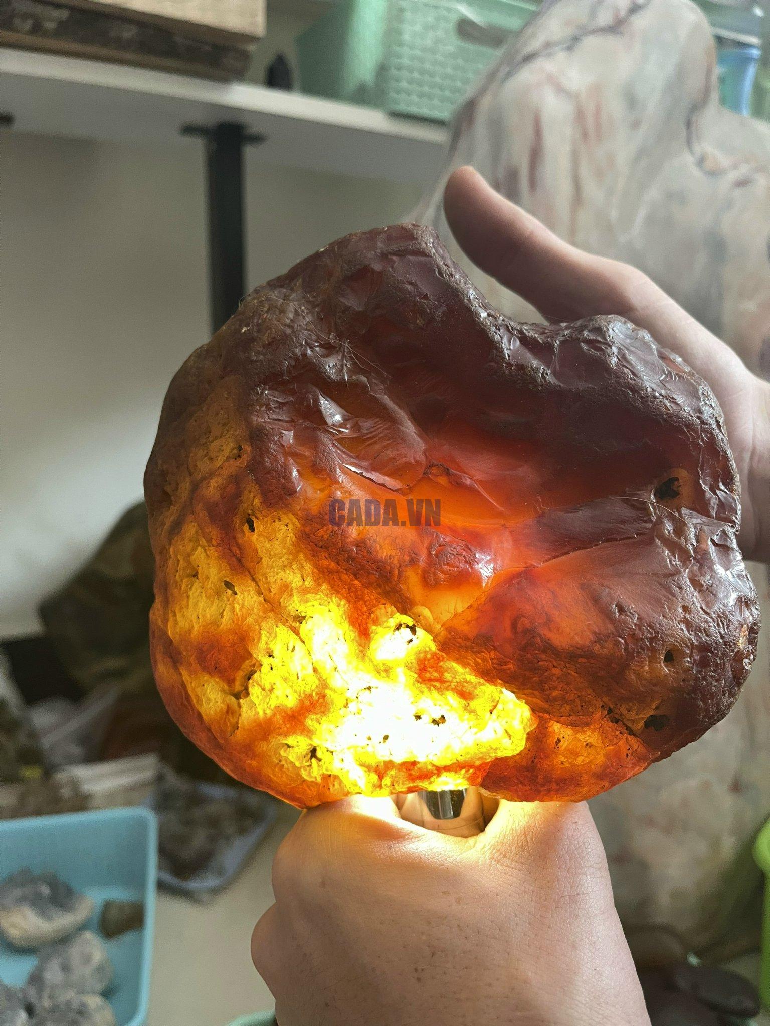 Đá Mã Não cuội thông đèn tốt - Mã Não Đỏ - Red Agate (NC03)