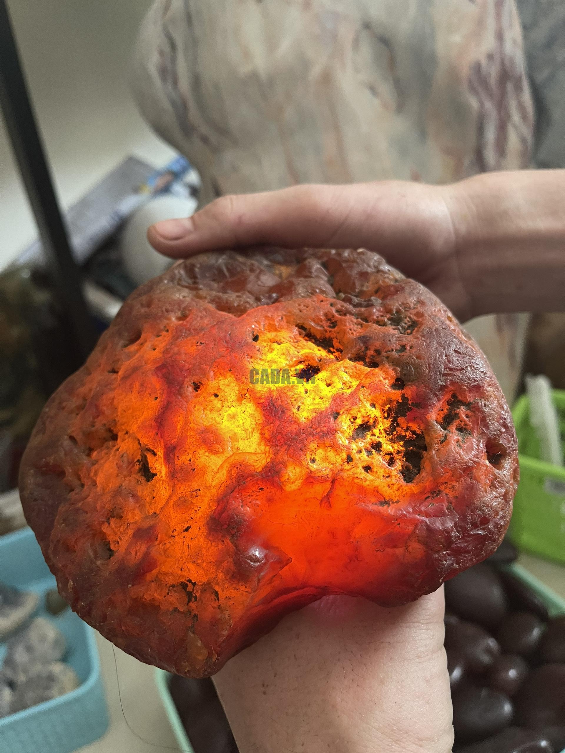 Đá Mã Não cuội thông đèn tốt - Mã Não Đỏ - Red Agate (NC03)