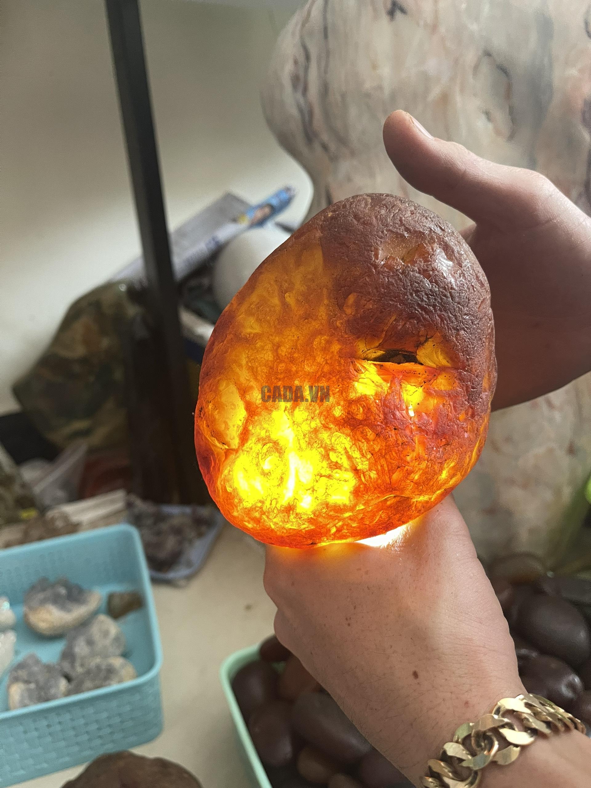 Đá Mã Não cuội thông đèn tốt - Mã Não Đỏ - Red Agate (NC04)