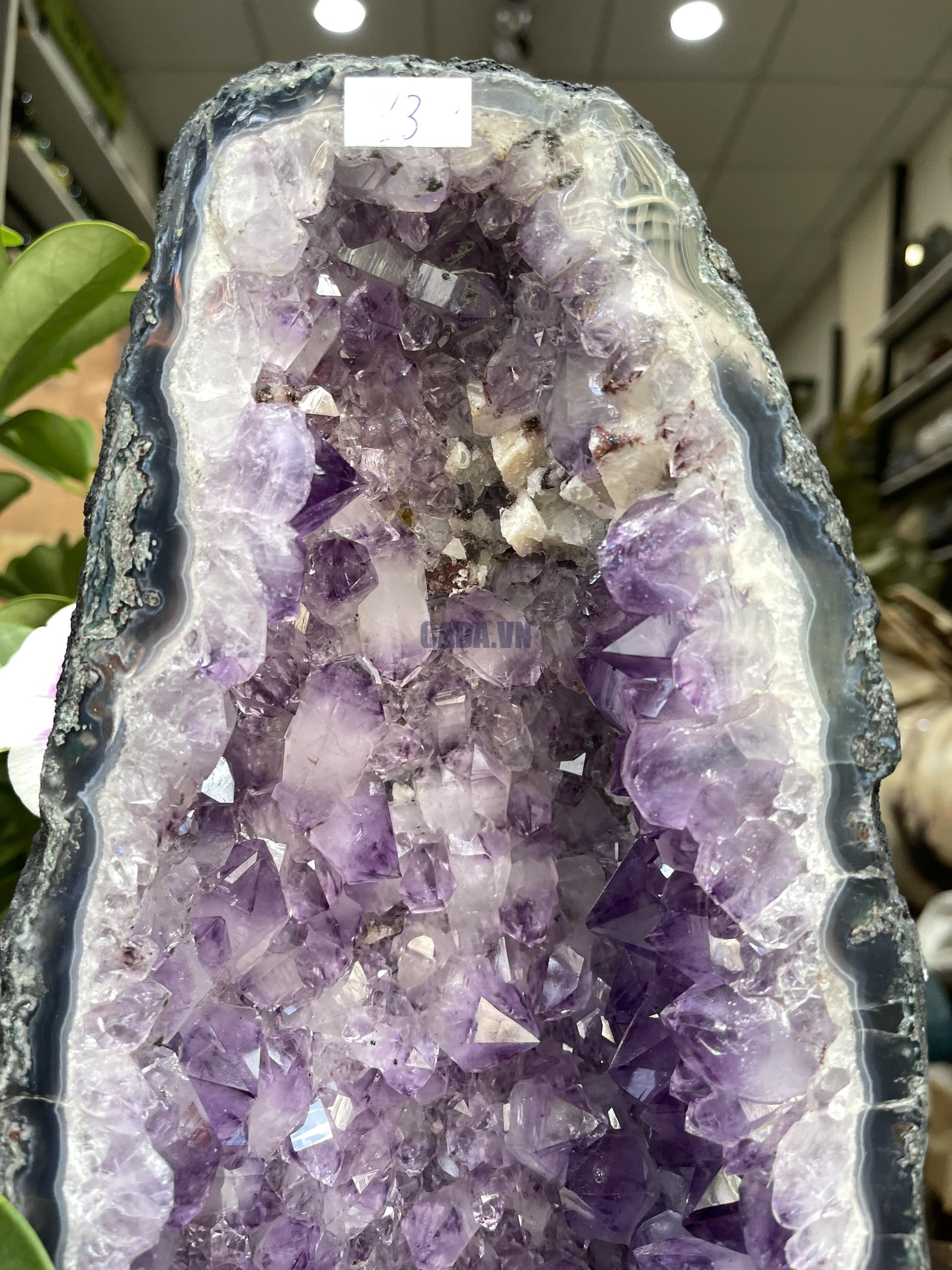 HỐC THẠCH ANH TÍM – AMETHYST GEODE – KT : 40X18 CM, KL:13.9KG (T91)