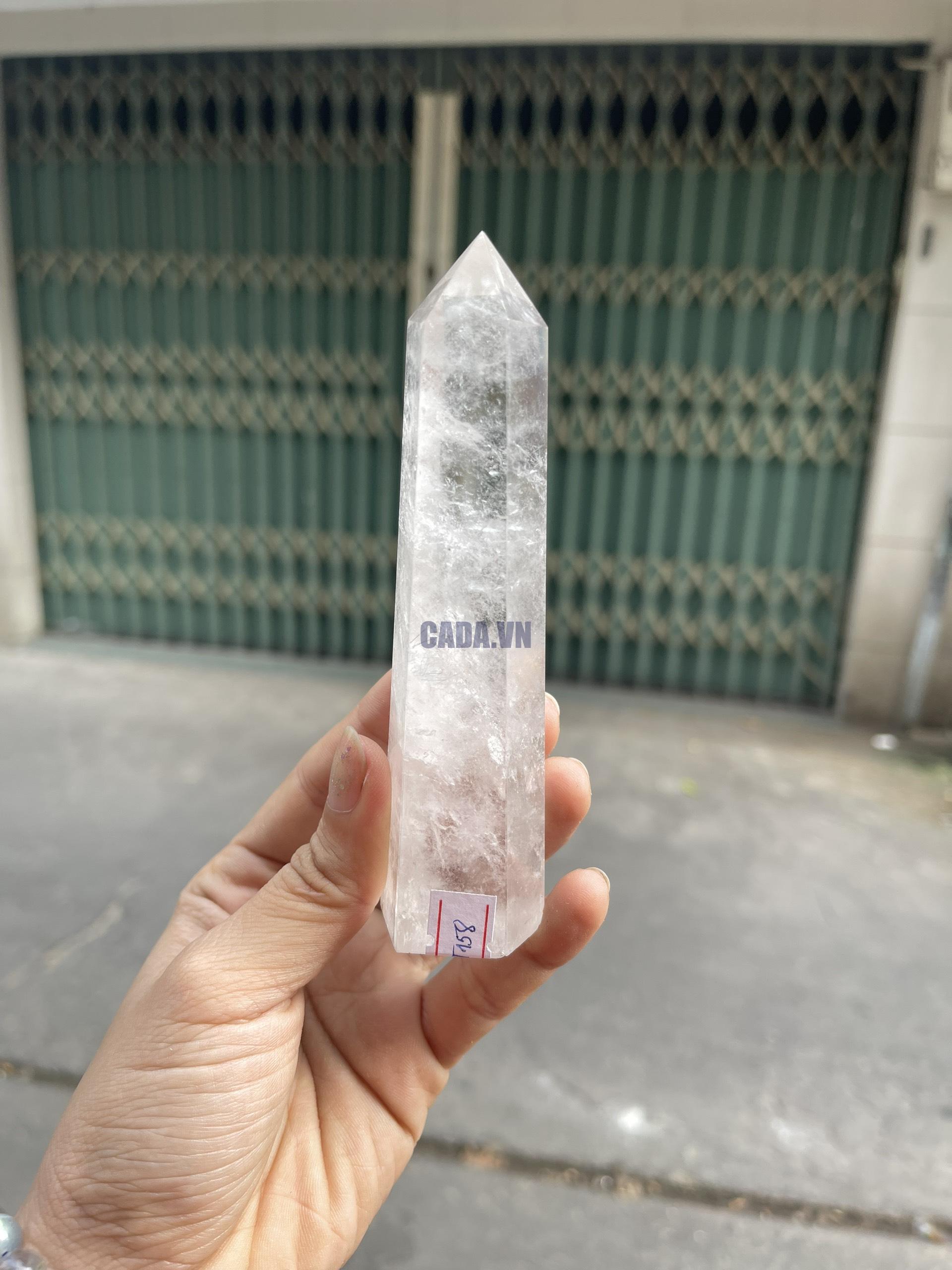 Trụ Thạch Anh Trắng trong – Clear Quartz Point, KT: 12.5×3.5 CM, KL: 0.175 KG (TTT158)