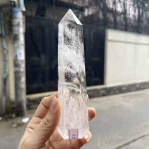 Trụ Thạch Anh Trắng trong – Clear Quartz Point, KT: 14×3.8 CM, KL: 0.215 KG (TTT157)